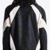 Faux Leather Maze Paneled Black Track Jacket Back