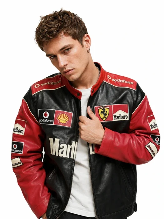 Ferrari Marlboro F1 Red & Black Leather Jacket
