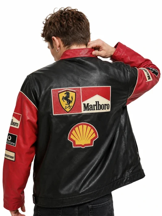 Ferrari Marlboro F1 Red & Black Leather Jacket Back