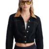 Franny Cropped Denim Bomber Jacket