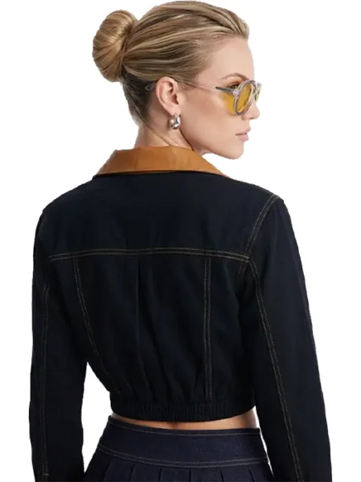 Franny Cropped Denim Bomber Jacket Back