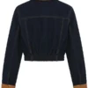 Franny Cropped Denim Bomber Jacket - Black And Brown Back