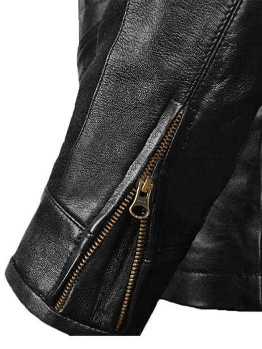 Fury Belted Black Leather Jacket Men