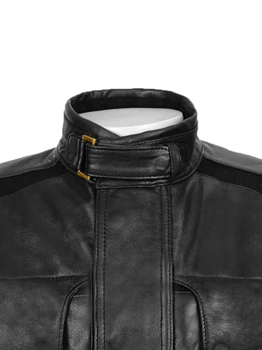Fury Belted Black Leather Jacket for Men