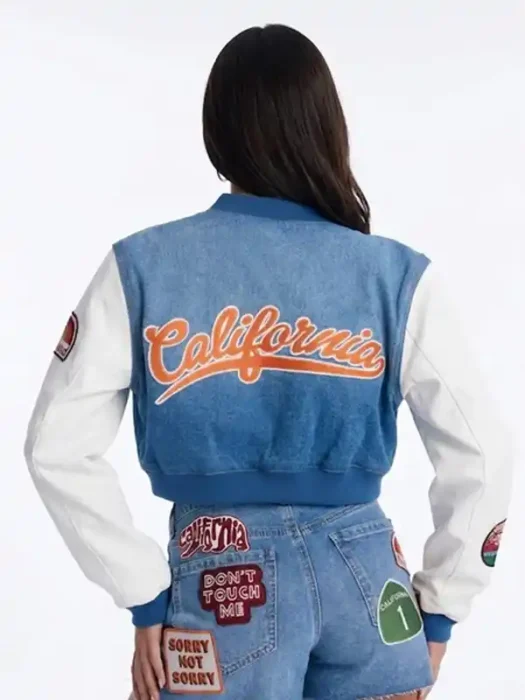 Golden State Cutie Patch Denim Bomber Jacket Back