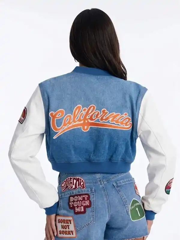 Golden State Cutie Patch Denim Bomber Jacket Back
