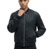 Gordon Faux Leather Black Bomber Jacket