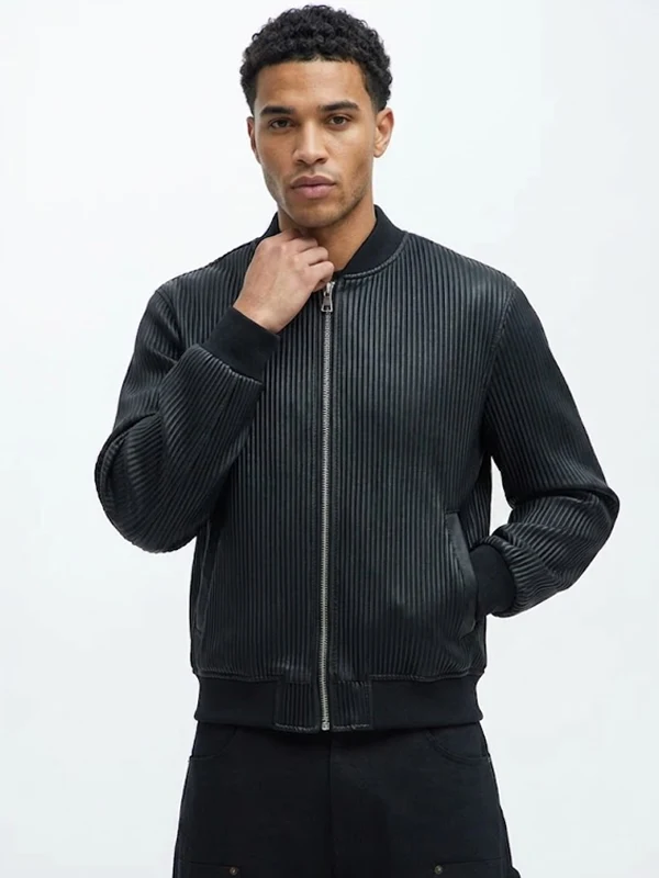 Gordon Faux Leather Bomber Jacket