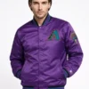 HOMAGE X Starter Arizona Diamondbacks Purple Satin Bomber Jacket