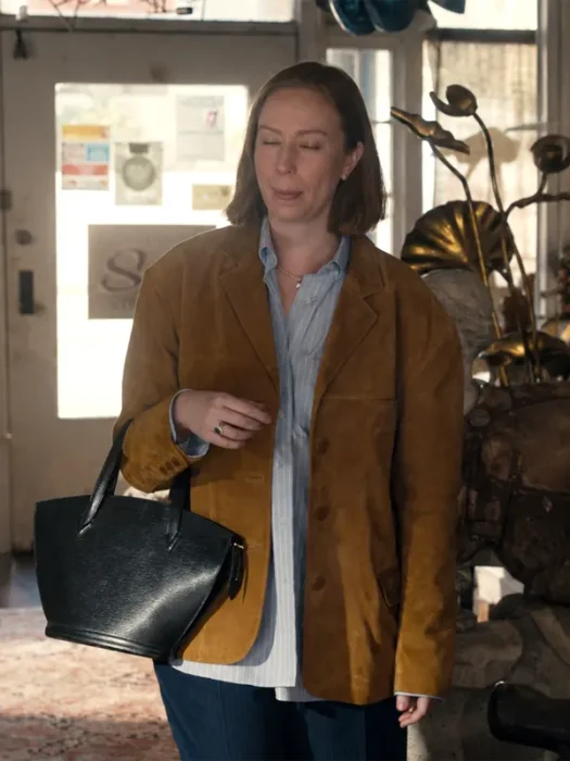 Hacks Hannah Einbinder Brown Leather Blazer