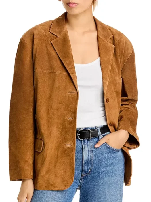 Hacks S05 Hannah Einbinder Brown Leather Blazer