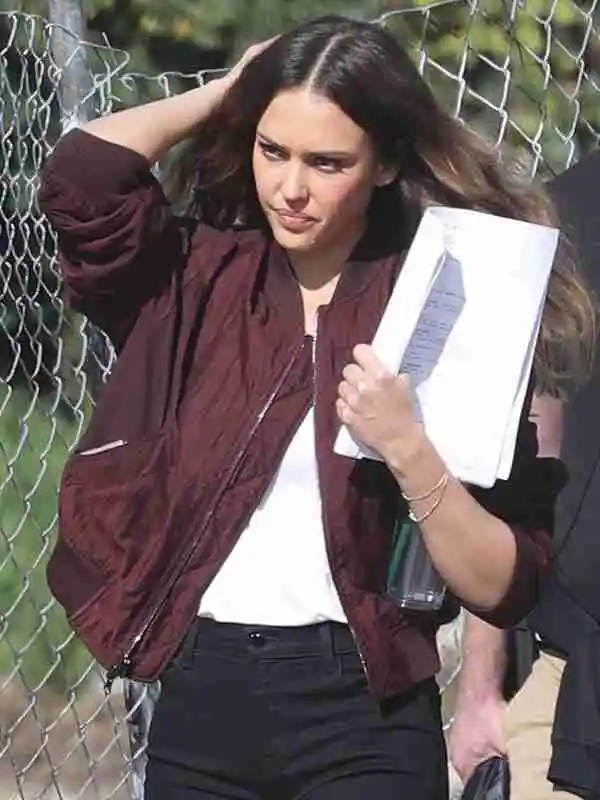 Jessica Alba L.A.’s Finest Red Bomber Jacket