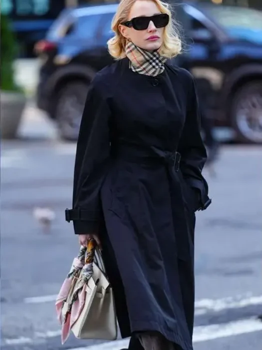 Jessica Chastain Wall Street Manhattan Black Long Coat