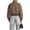Jessica Cropped Faux Suede Bomber Jacket Back