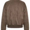 Jessica Cropped Faux Suede Bomber Jacket - Olive Back