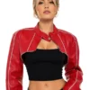 Jessie Faux Leather Cropped Bolero Jacket