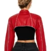 Jessie Faux Leather Cropped Bolero Jacket Back