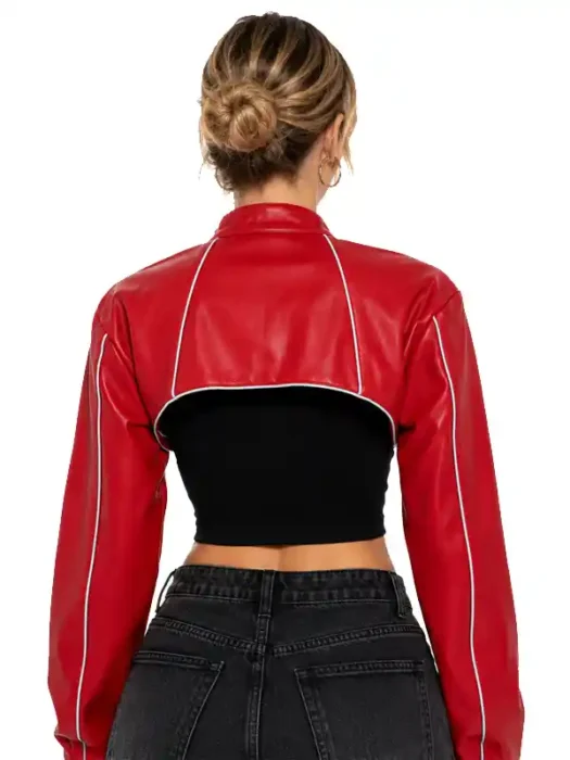 Jessie Faux Leather Cropped Bolero Jacket Back
