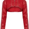 Jessie Faux Leather Cropped Bolero Jacket - Red