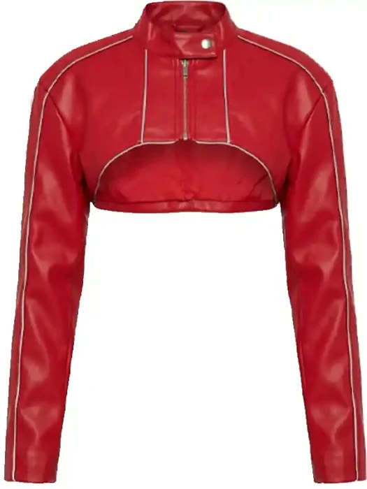 Jessie Faux Leather Cropped Bolero Jacket - Red