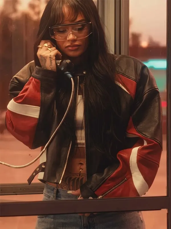 Kehlani Out The Window Multicolor Moto Leather Jacket