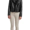 Ladies Black Leather Moto Jacket