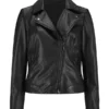 Ladies Moto Black Leather Jacket
