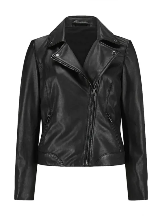 Ladies Moto Black Leather Jacket