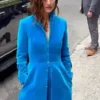 Love Story Screening Grace Gummer Blue Long Coat