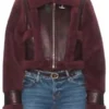 Marshals Maddie Burgundy Shearling Leather Jacket