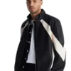 Maze Paneled Faux Leather Track Jacket