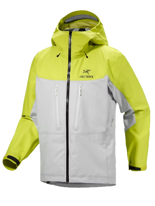 Men’s Arcteryx Grey & Lime Green Hooded Alpha Jacket