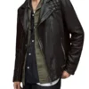 Men’s Asymmetrical Black Leather Jacket