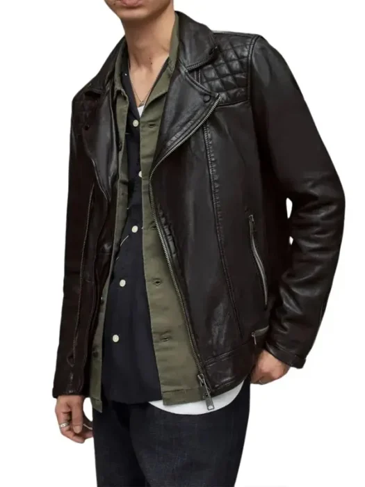 Men’s Asymmetrical Black Leather Jacket