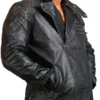 Men’s Asymmetrical Bones and Skull Leather Jacket