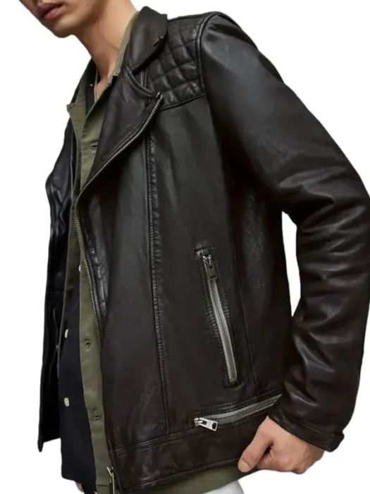 Men’s Asymmetrical Quilted Black Jacket