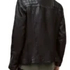 Men’s Asymmetrical Quilted Black Leather Jacket Back