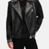 Men’s Black Leather Biker Studded Jacket