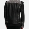 Men’s Black Leather Biker Studded Jacket Back
