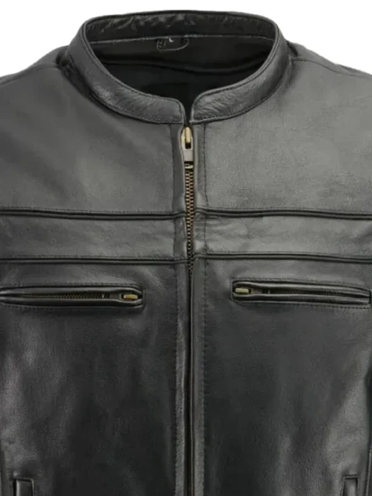 Mens Black Leather Motorcycle Jacket