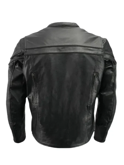 Mens Black Leather Motorcycle Jacket Back