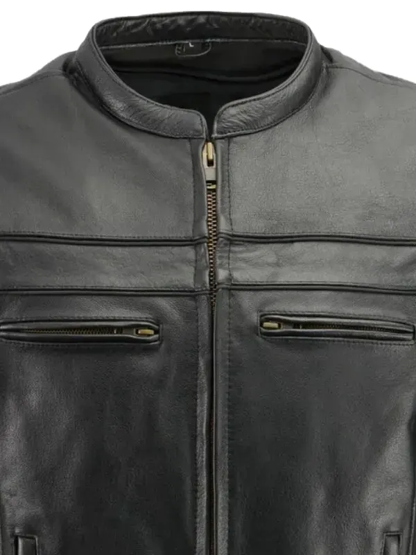 Mens Black Leather Motorcycle Jacket