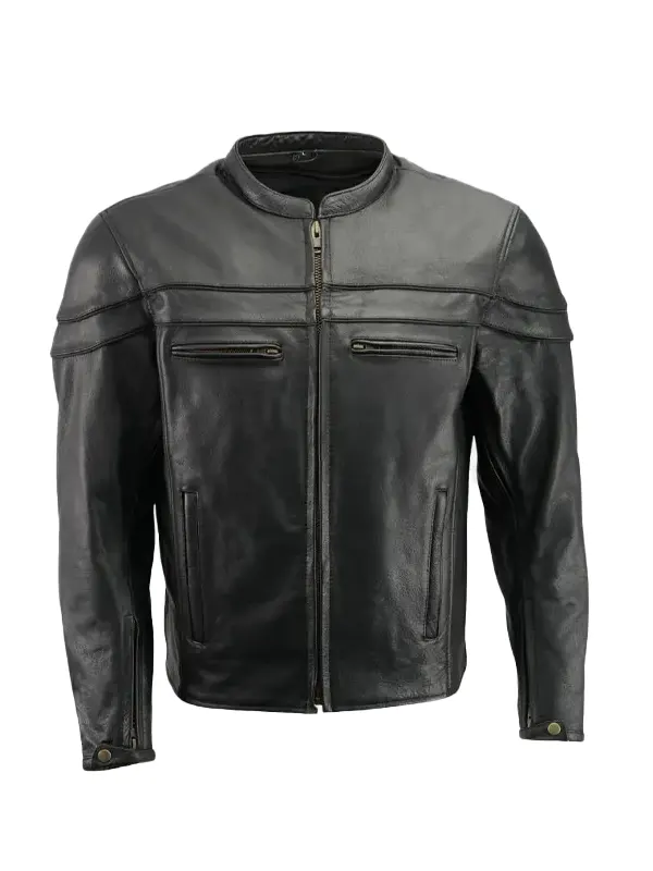 Mens Black Motorcycle Jacket