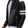 Mens Brad Moto Style Black And White Faux Jacket