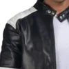 Mens Brad Moto Style Black And White Faux Leather Jacket