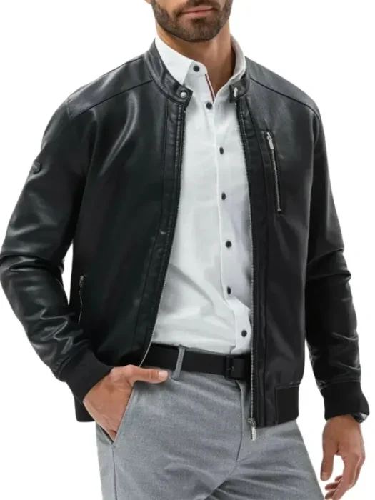 Men’s Cafe Racer Black Leather Jacket