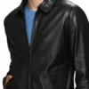 Mens Classic Collar Black Leather Jacket