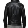 Mens Classic Collar Black Leather Jacket Back