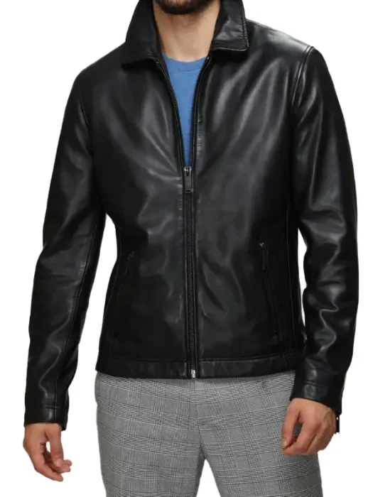 Mens Classic Collar Leather Jacket