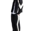Men’s Faux Leather Maze Paneled Black Track Jacket